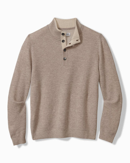 Tommy Bahama Soft Sands Cashmere Button-Mock Sweater