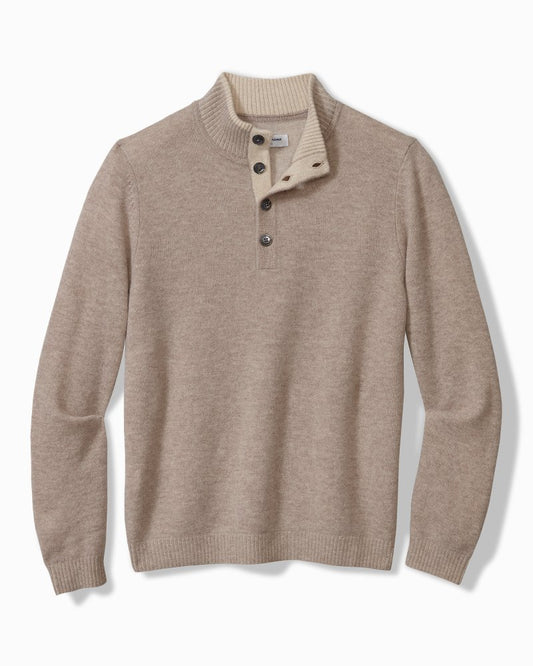 Tommy Bahama Soft Sands Cashmere Button-Mock Sweater