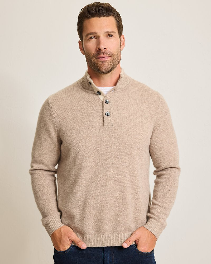 Tommy Bahama Soft Sands Cashmere Button-Mock Sweater