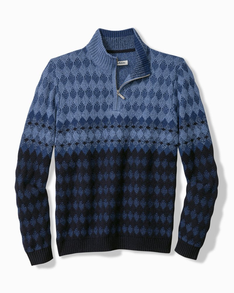 Tommy Bahama Ombré Argyle Half-Zip Sweater