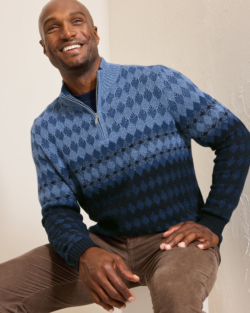 Tommy Bahama Ombré Argyle Half-Zip Sweater