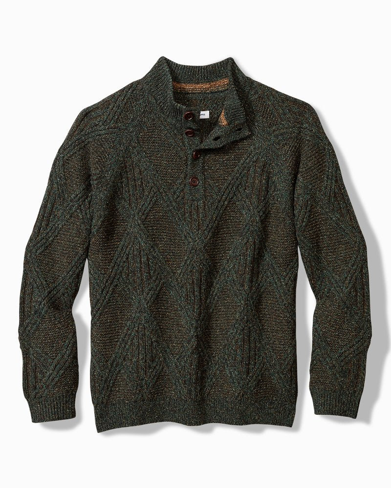 Tommy Bahama Beachscape Cable Button-Mock Sweater