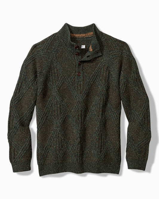 Tommy Bahama Beachscape Cable Button-Mock Sweater