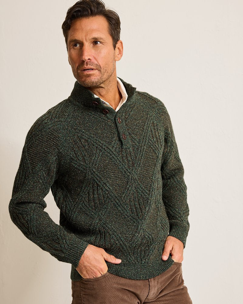 Tommy Bahama Beachscape Cable Button-Mock Sweater
