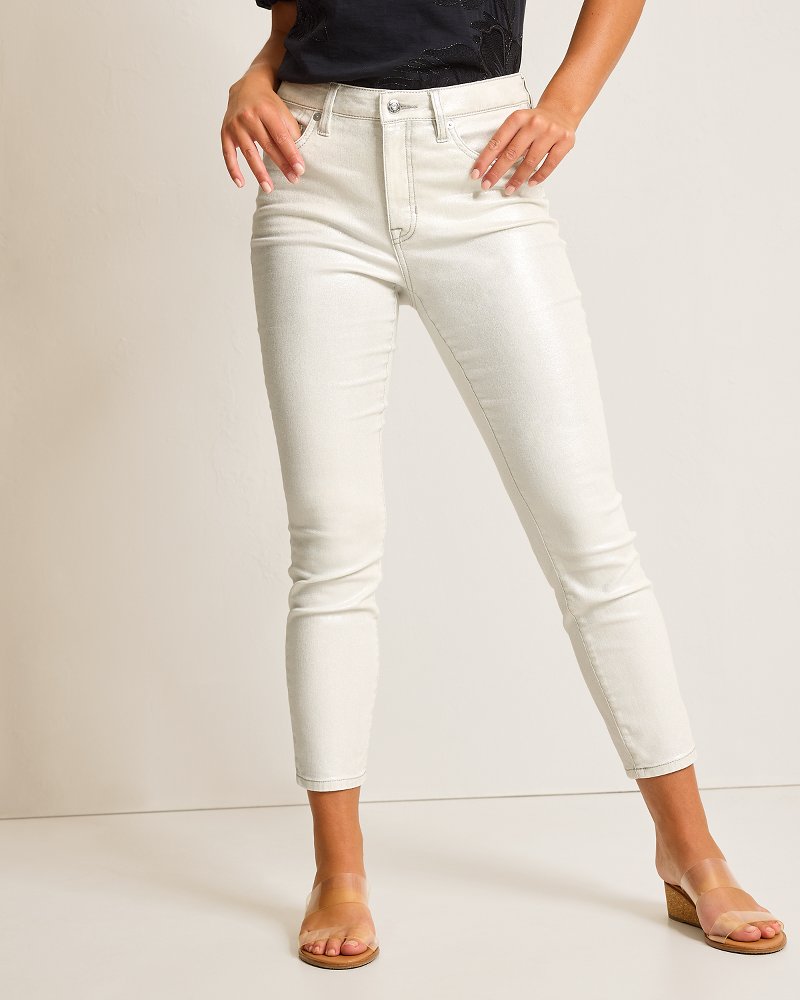 Tommy Bahama Metallic High-Rise Ankle Jeans