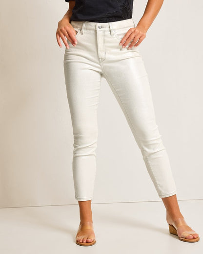 Tommy Bahama Metallic High-Rise Ankle Jeans