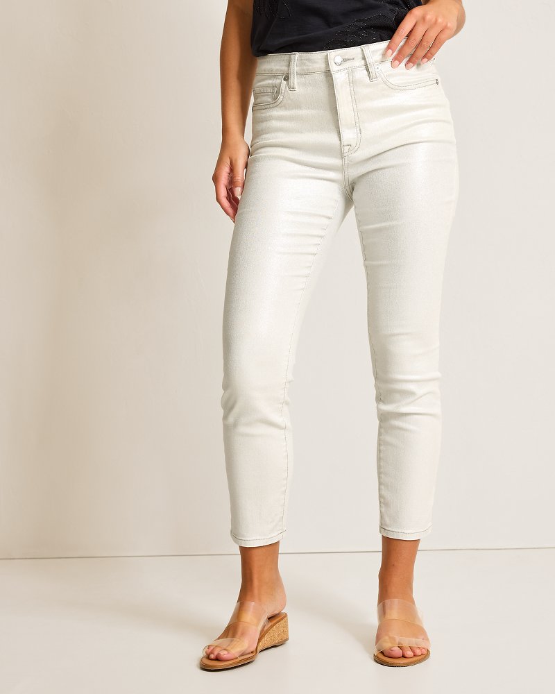 Tommy Bahama Metallic High-Rise Ankle Jeans