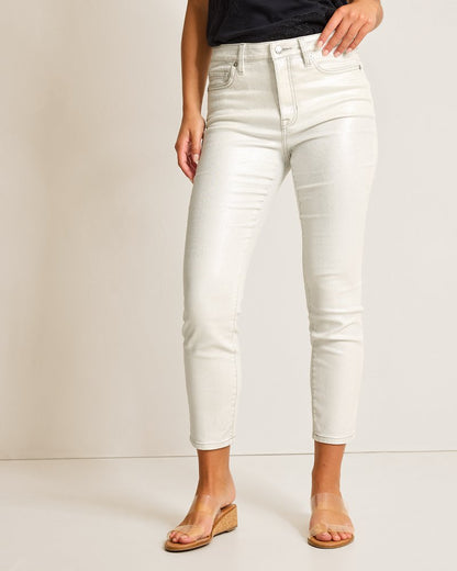 Tommy Bahama Metallic High-Rise Ankle Jeans