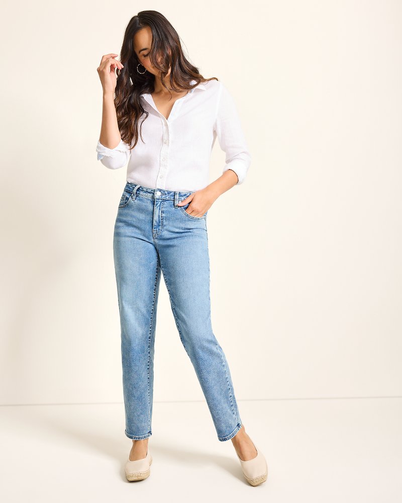Tommy Bahama High-Rise Straight-Leg Jeans