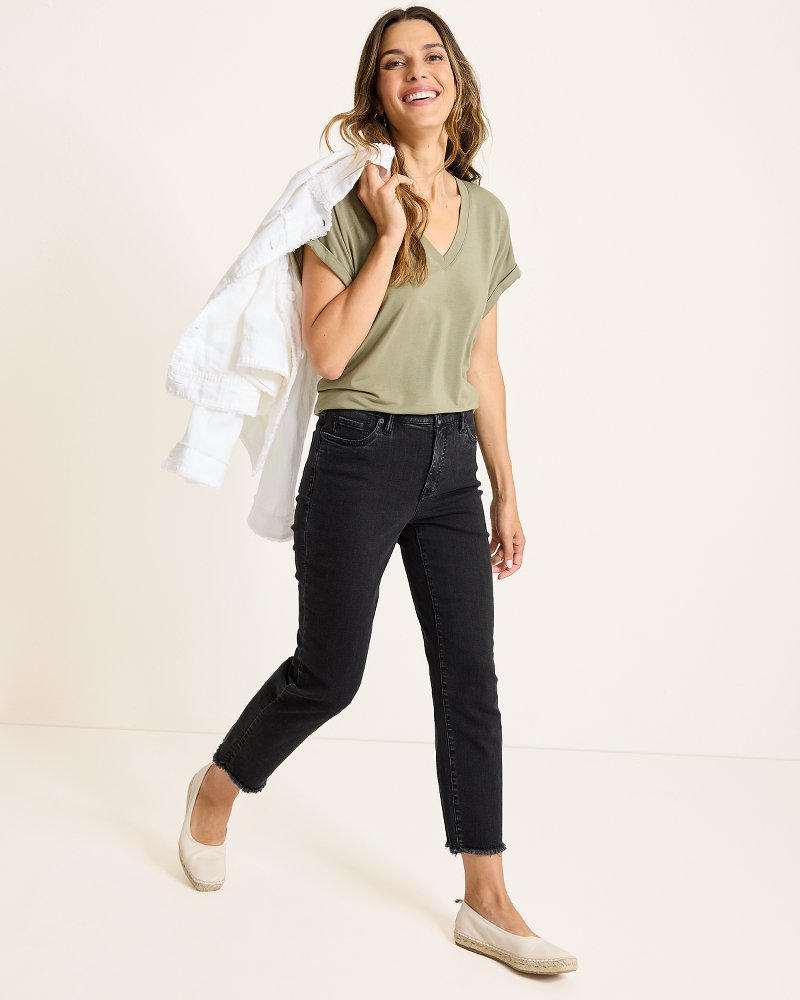 Tommy Bahama High-Rise Cropped Straight-Leg Jeans