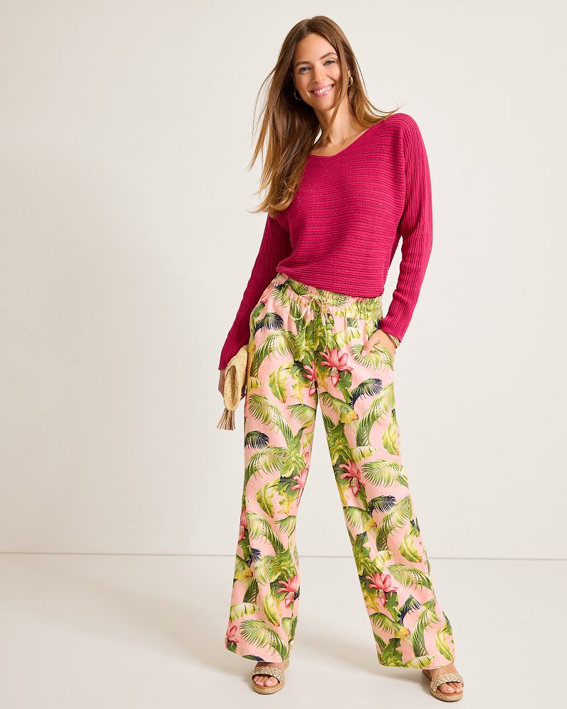 Tommy Bahama Two Palms Frond Royal High-Rise Linen Easy Pants