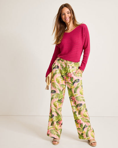 Tommy Bahama Two Palms Frond Royal High-Rise Linen Easy Pants