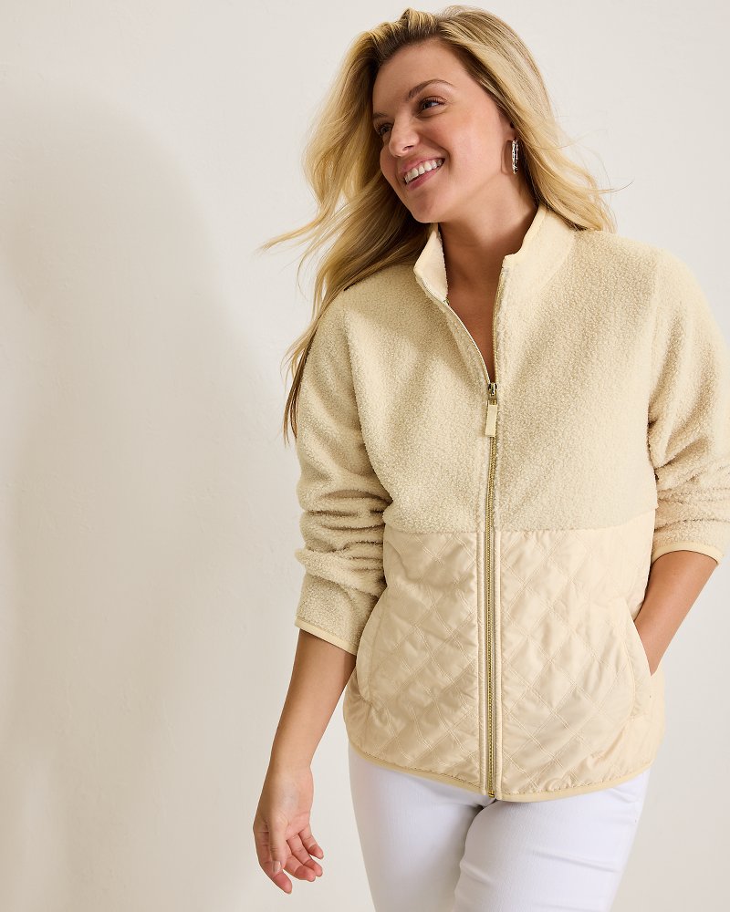 Tommy Bahama Faux Sherpa Quilted Hybrid Jacket