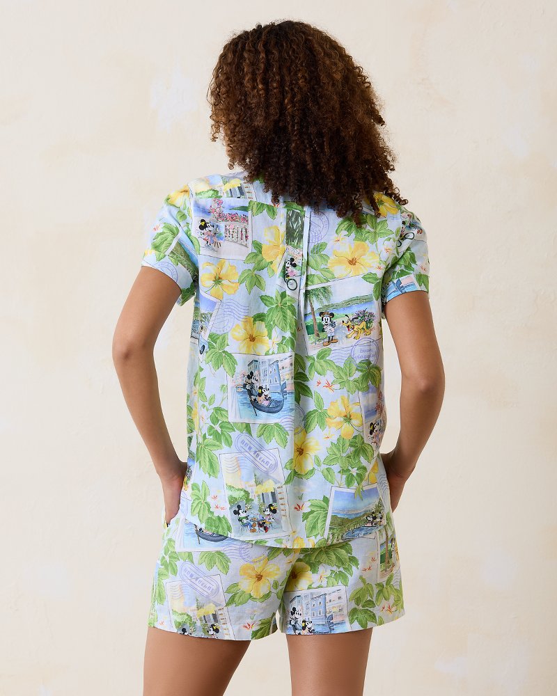 Tommy Bahama Disney Coastalina Postcard to Paradise Linen Camp Shirt