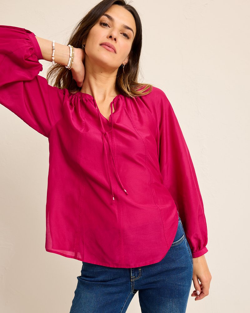 Tommy Bahama Agua Amara Seamed Peasant Top