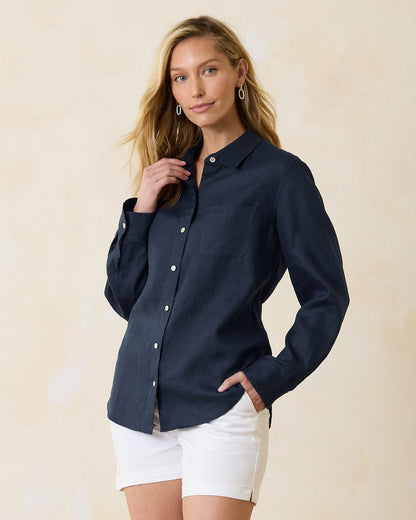 Tommy Bahama Coastalina Relaxed Long-Sleeve Linen Top