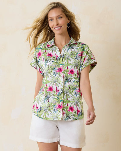 Tommy Bahama Coastalina Coastal Palms Linen Camp Shirt