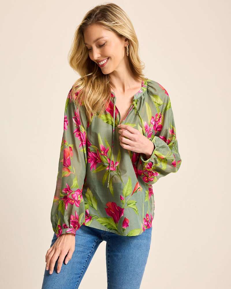 Tommy Bahama Agua Amara Lavish Blooms Peasant Top