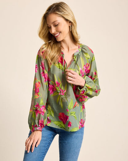 Tommy Bahama Agua Amara Lavish Blooms Peasant Top