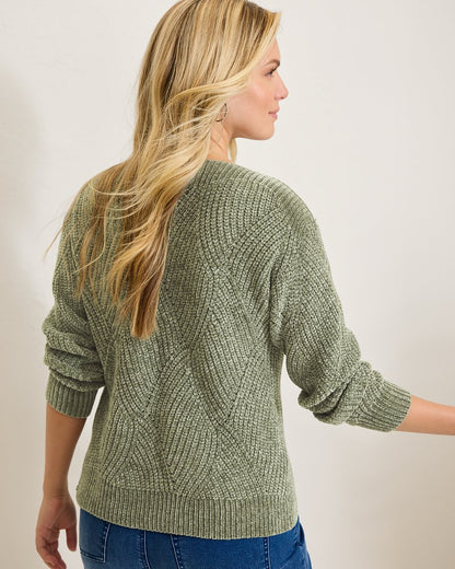 Tommy Bahama Island Luna Chenille Shell Stitch Boat-Neck Sweater