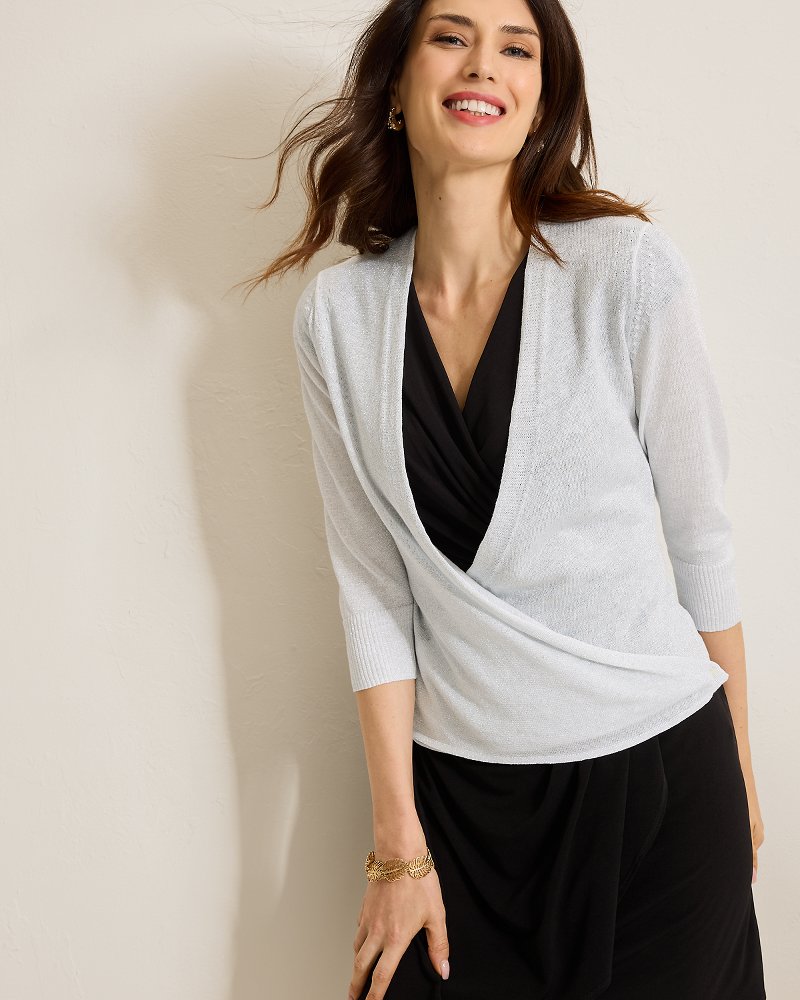 Tommy Bahama Addison Shimmer Linen-Blend Cardigan