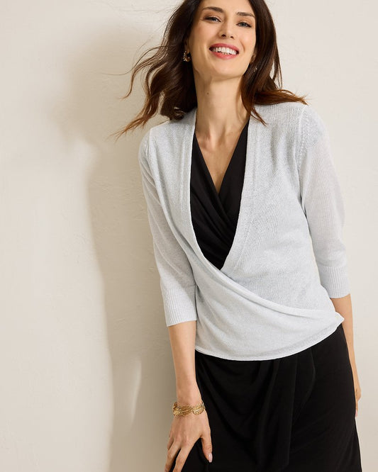 Tommy Bahama Addison Shimmer Linen-Blend Cardigan