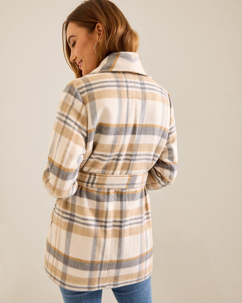 Tommy Bahama Wooly Plaid Wrap Coat