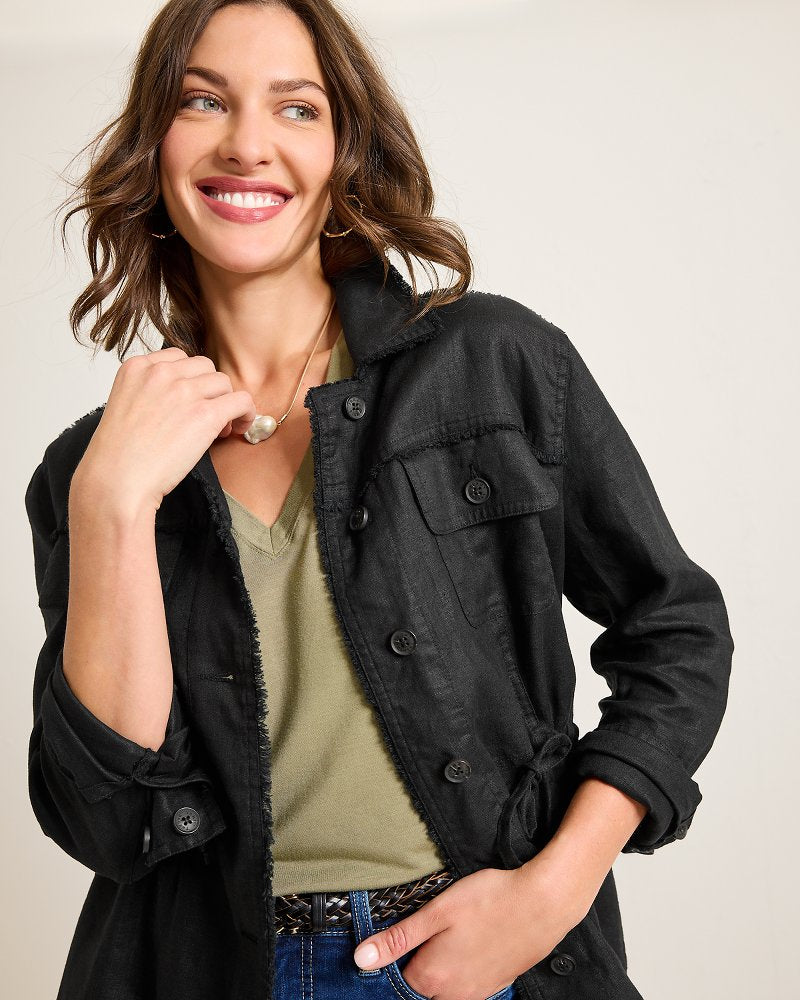 Tommy Bahama Two Palms Linen Raw-Edge Utility Jacket