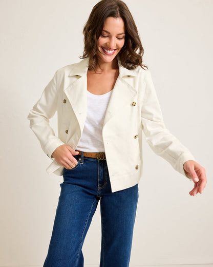 Tommy Bahama Cotton Twill Cropped Peacoat