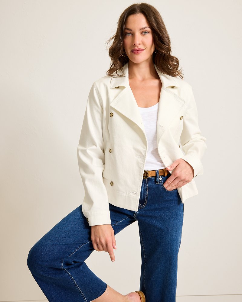 Tommy Bahama Cotton Twill Cropped Peacoat