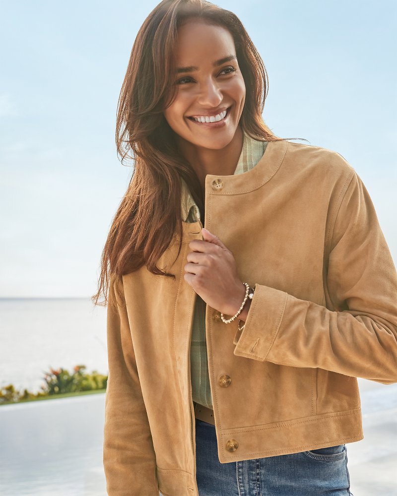 Tommy Bahama Cropped Suede Jacket