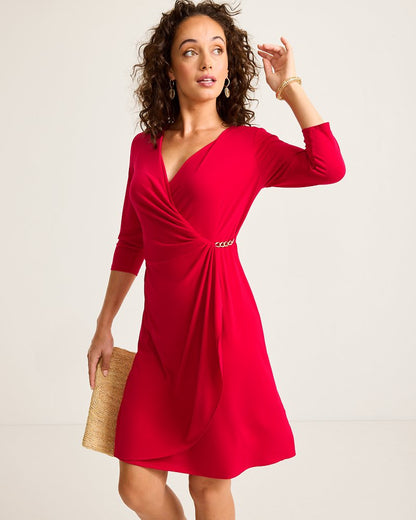 Tommy Bahama Clara 3/4-Sleeve Faux-Wrap Dress