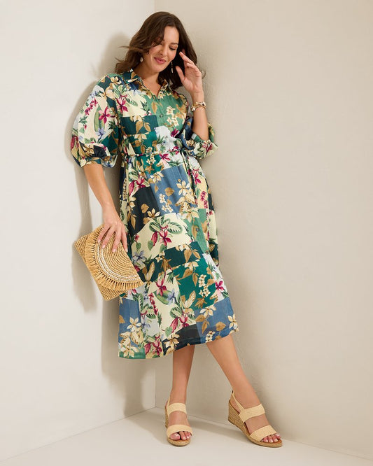 Tommy Bahama Hightide Flora Midi Shirt Dress