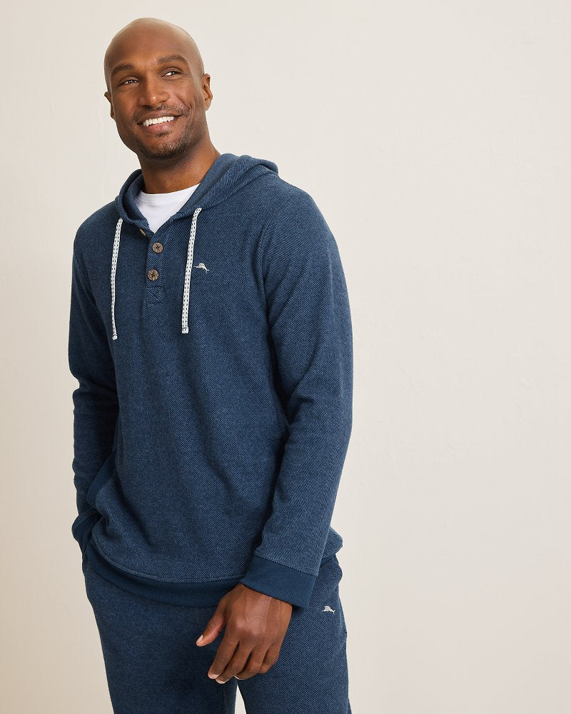 Tommy Bahama Big & Tall Textured Twill Stripe Hoodie