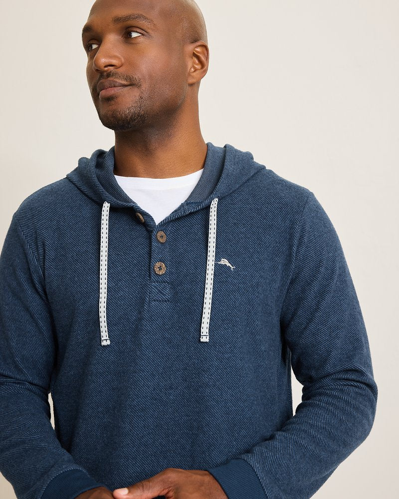 Tommy Bahama Big & Tall Textured Twill Stripe Hoodie