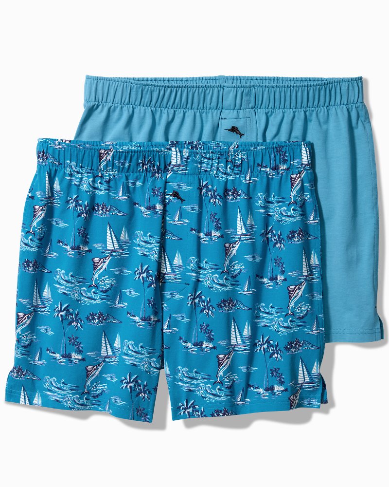 Tommy Bahama Cotton Knit Marlin Print Boxers — 2-Pack