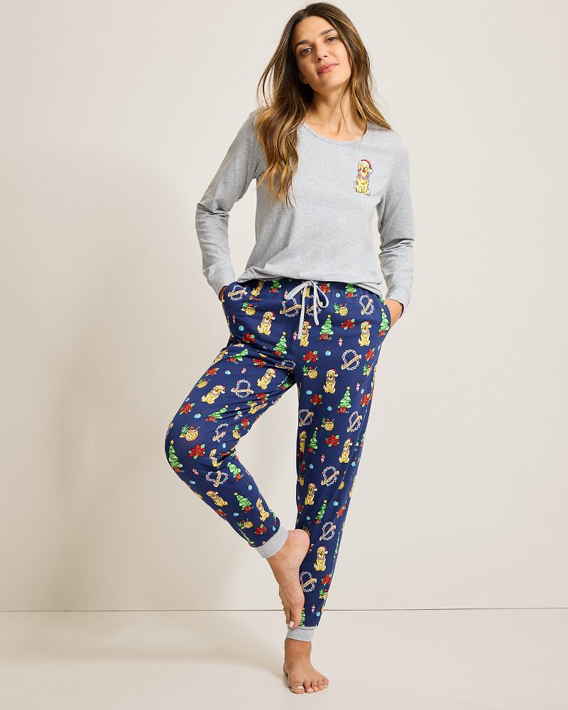 Tommy Bahama Holiday Dog Long Sleeve & Pants Family Pajama Set