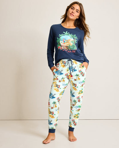 Tommy Bahama Holiday Santa Long Sleeve & Pants Pajama Set