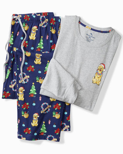 Tommy Bahama Big & Tall Holiday Dog Long Sleeve & Pants Pajama Set