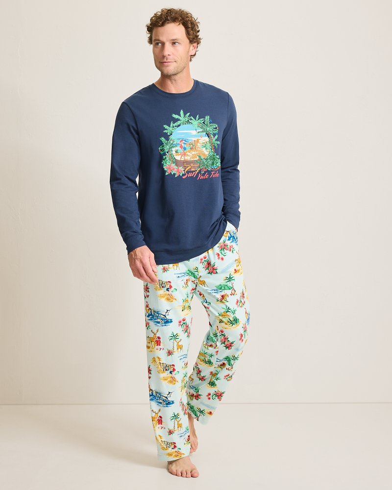 Tommy Bahama Holiday Santa Long Sleeve & Pants Pajama Set