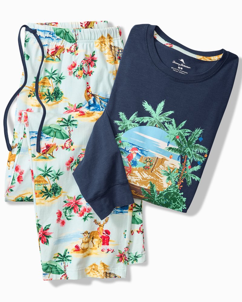 Tommy Bahama Holiday Santa Long Sleeve & Pants Pajama Set