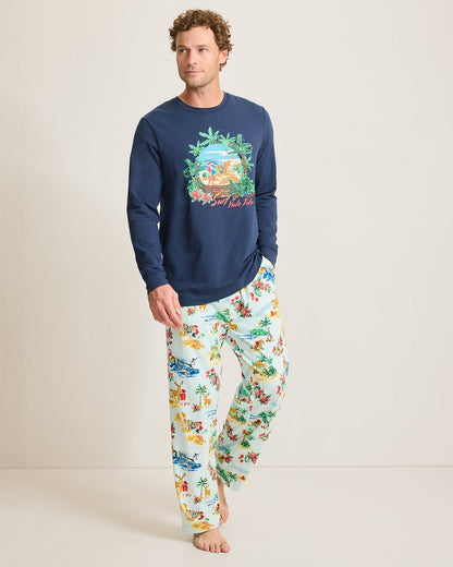 Tommy Bahama Big & Tall Holiday Santa Long Sleeve & Pants Pajama Set