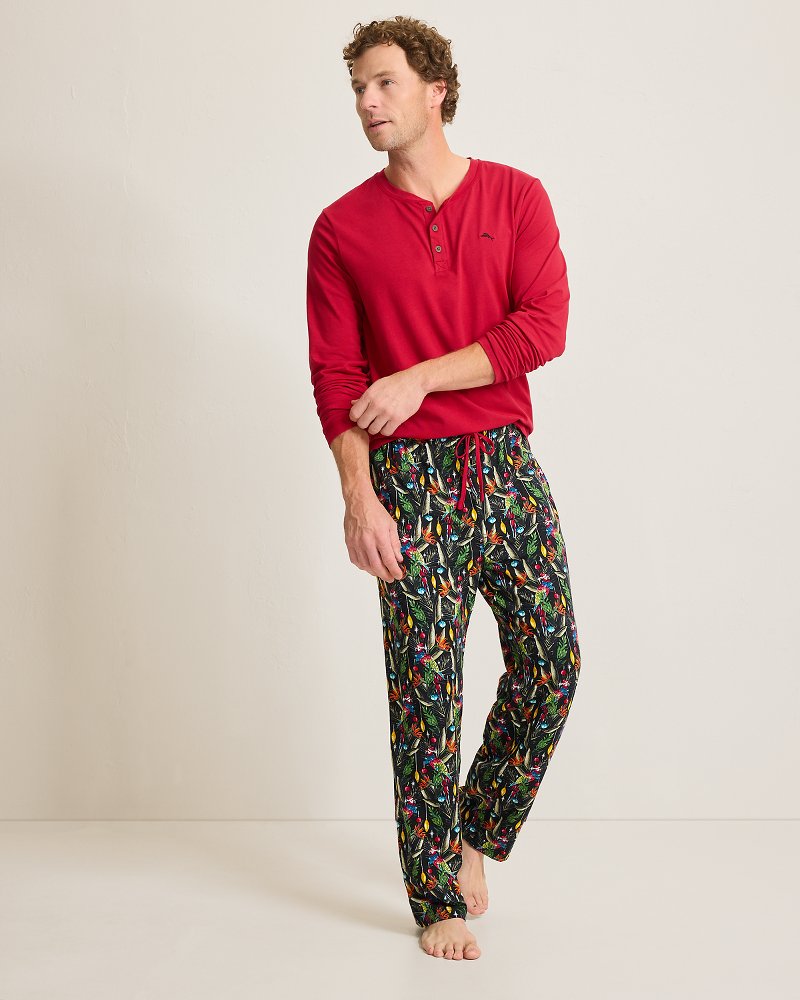 Tommy Bahama Holiday Parrot Henley & Pants Pajama Set