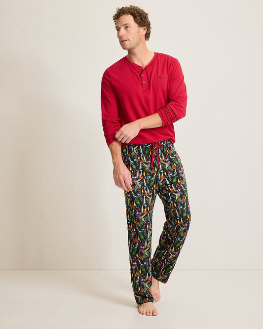 Tommy Bahama Holiday Parrot Henley & Pants Pajama Set