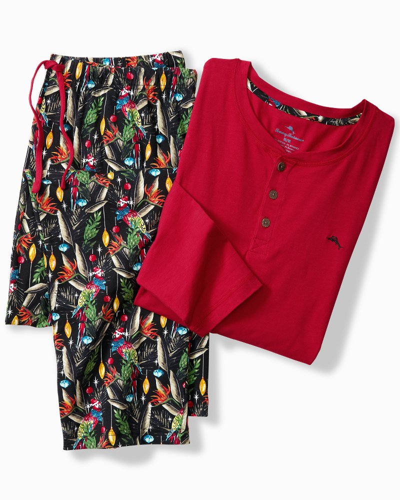 Tommy Bahama Holiday Parrot Henley & Pants Pajama Set