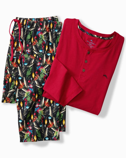 Tommy Bahama Holiday Parrot Henley & Pants Pajama Set