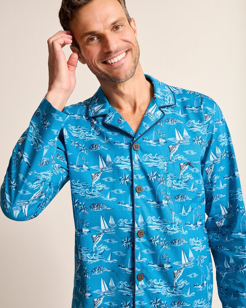 Tommy Bahama Big & Tall Woven Long Sleeve & Pants Pajama Set