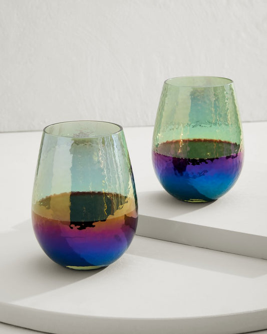 Tommy Bahama Luster Stemless Wine Glasses — Set of 2