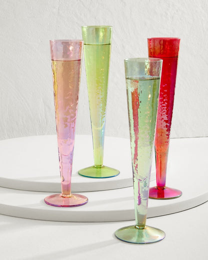 Tommy Bahama Luster Champagne Glasses — Set of 4
