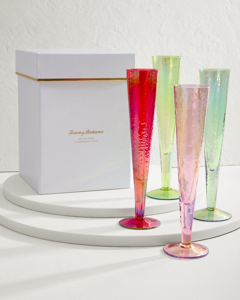 Tommy Bahama Luster Champagne Glasses — Set of 4